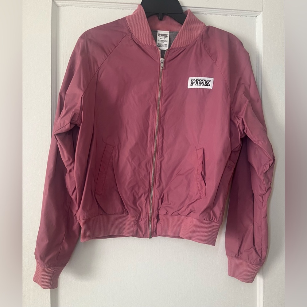 Women’s VS Pink Rain Bomber Jacket Size XS